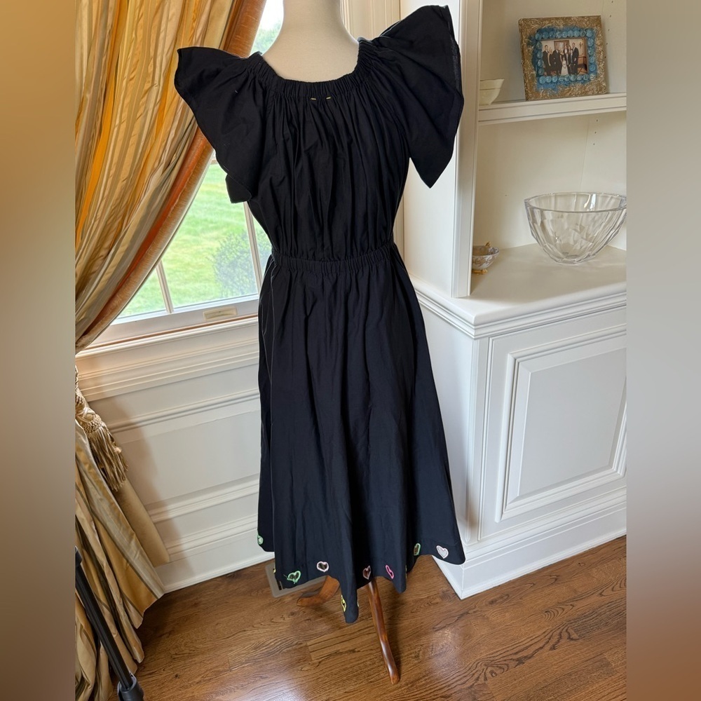 Kerri Rosenthal Tailor Embroidered Hearts black Dress Size Medium - Picture 5 of 12